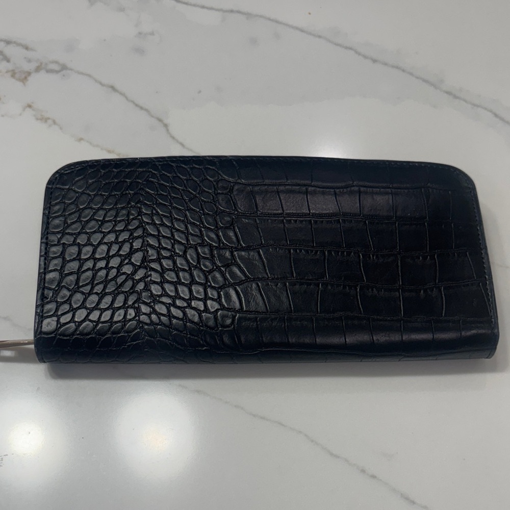 a new day Black faux Croc-Embossed Zip Card & Key Holder